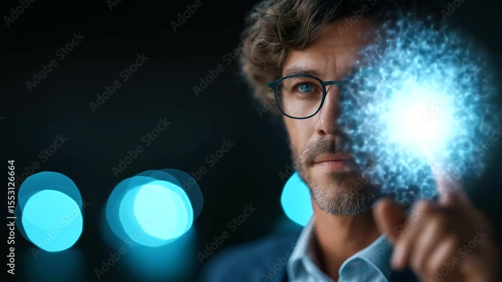 Poster ai chatbot and data scientist collaborating in a cutting-edge digital network setting.