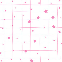 seamless pink pattern with starts and dots