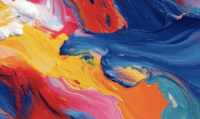 Vibrant abstract painting showcasing a swirl of colors blending together, creating a dynamic visual experience