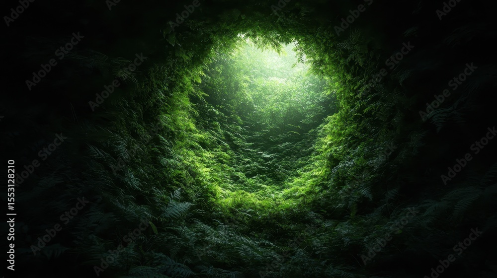 Aufkleber a mesmerizing view of dense greenery surrounded by ferns, creating an enchanting and serene atmosphe