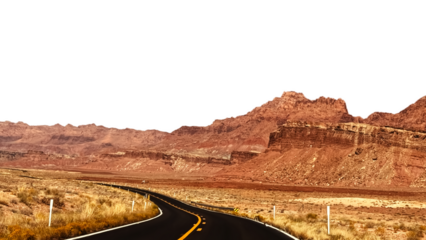 Road curve way landscape mountain views to Marble Canyon Arizona USA  isolated on white background