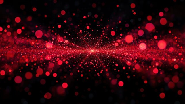Glowing red particles radiating from a central bright point against a dark background, creating a dynamic sense of depth and energy - Powered by Adobe