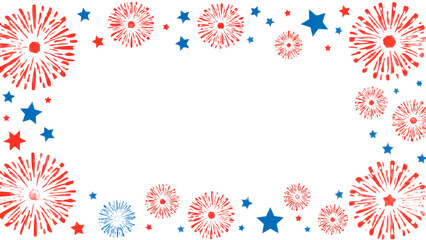 Patriotic Fireworks Border Red, White, and Blue Festive Frame