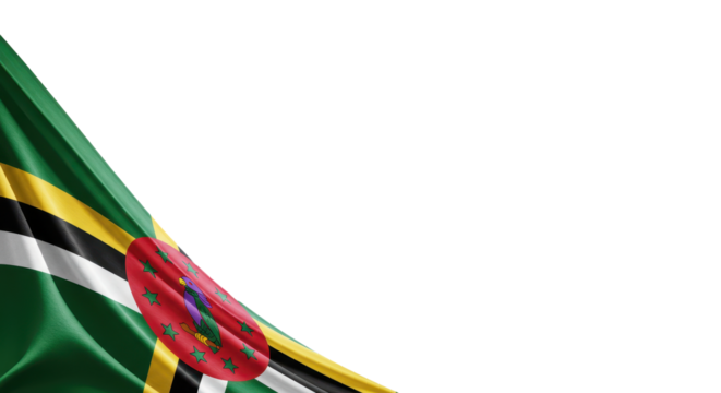 waving flag of Dominica  isolated on transparent background, png