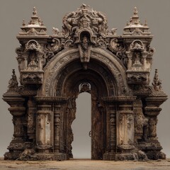 Obraz premium Ornate, crumbling archway with a grand, empty doorway.
