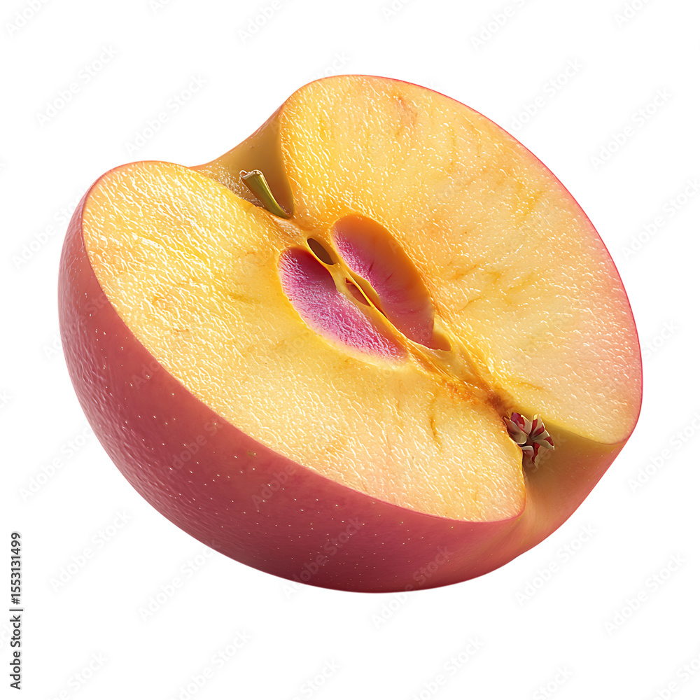 Poster cross section of a red apple showing the core and seeds isolated on white or transparent png