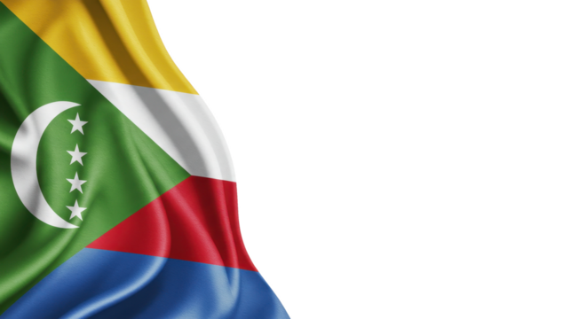 waving flag of the Comoros  isolated on transparent background, png - Powered by Adobe