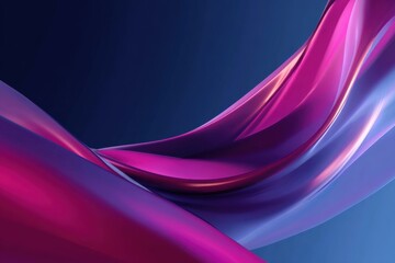 Vibrant flowing fabric waves in shades of pink and purple against a dark blue background