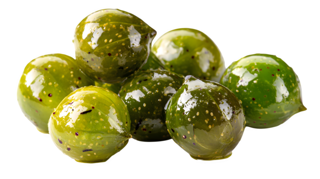 Pickled caper berries isolated on white background