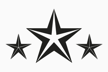 Obraz premium Three stark black star shapes stand against a solid light cream color background