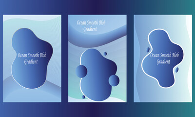 Collection Of Ocean Energy Gradient Background with Smooth Blob – Minimal Tech Abstract Poster