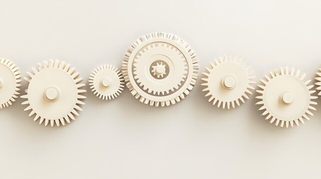 Interlocking Gears Mechanism Teamwork Beige Background
