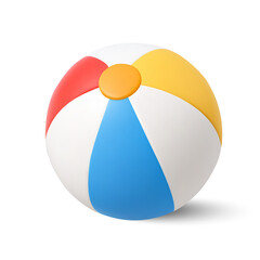 3d beach ball, isolated on white background. Striped pool ball icon in 3d vector. Vector illustration