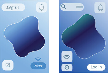 Collection Of Ocean Gradient Poster with UI Buttons and Icons – Modern Tech Background for Interface Design.