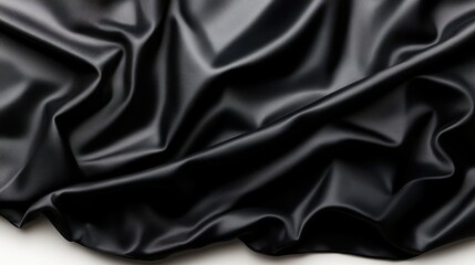 Obraz premium An exquisite black satin fabric draped elegantly, displaying beautiful soft curves and reflections, perfect for expressing luxury and sophistication in various designs.