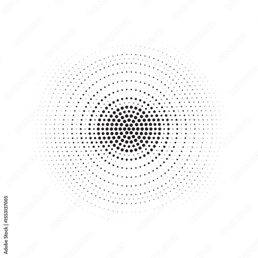 Aufkleber Halftone circle frame dotted background set. Round border Icon using halftone random circle dots raster texture. Grunge circular stain. Vector illustration.