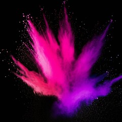 Splash of powder paint exploding on black holi festival photography