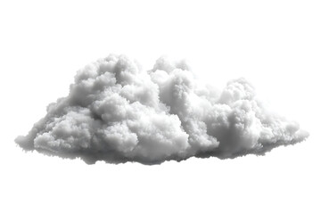 Single fluffy white cloud isolated on white or transparent png