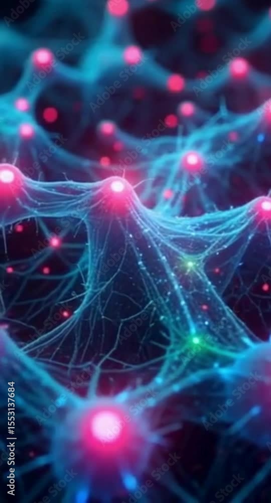 Poster abstract neural network connection background with glowing nodes and interconnected pathways artific