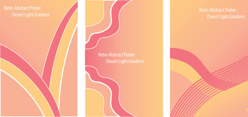 Collection Of Retro Abstract Poster with Desert Light Gradient – Muted Minimal Pastel Background Design.