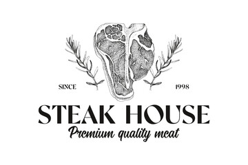 Steak house logo template vector