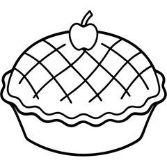 Minimal Apple Pie Outline Vector