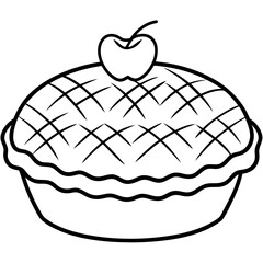 Minimal Apple Pie Outline Vector
