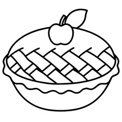 Minimal Apple Pie Outline Vector