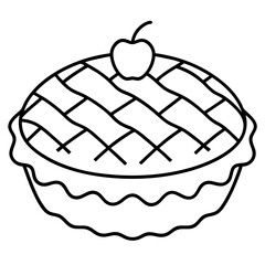 Minimal Apple Pie Outline Vector