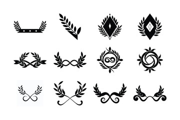 Floral and tribal black and white tattoo set with ornate bird and butterfly design elements