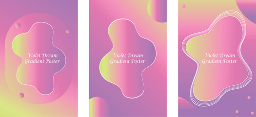 Collection Of Violet Dream Gradient Poster with Fluid Blob Shape – Minimal Abstract Aesthetic Design.