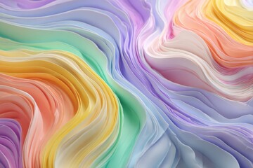 Colorful abstract waves of flowing fabric create a serene background with soft gradients