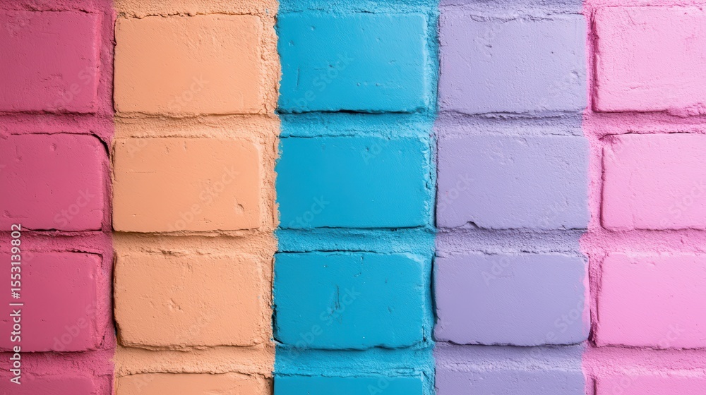 Poster a collection of pastel-colored bricks forms a charming and visually appealing wall, expressing warmt