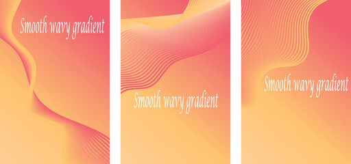 Collection Of Wavy Line Abstract Background with Sunset Glow Gradient – Modern Summer Design.