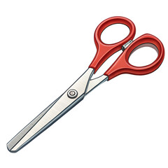 Red and silver scissors open on Transparent Background