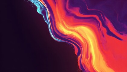 Vibrant Abstract Swirl of Orange and Blue Colors with Dark Background, Ideal for Artistic Use