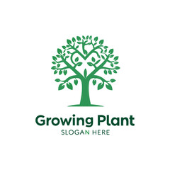 Obraz premium Growing plant vector logo featuring financial growth, wellness and health related branding 