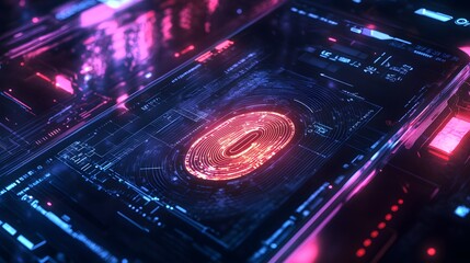 Obraz premium Digital Zero: Immerse in a cutting-edge digital environment as the number zero shines at the core of a dynamic circuit board design. The intricate network.