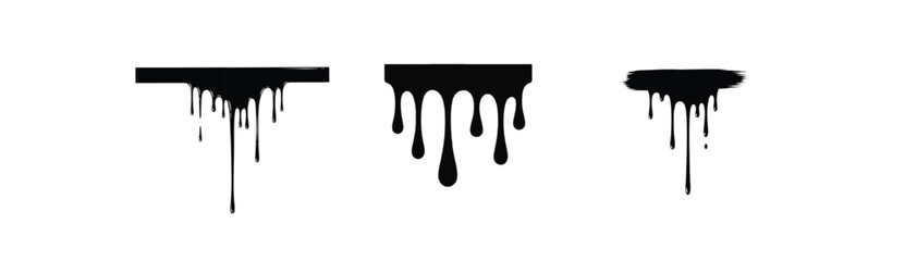 Dripping Black Paint Splashes Three Unique Designs for Graphic Design Projects and Digital Art