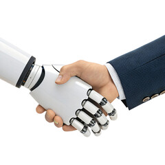  Human hand shaking robotic hand   on Transparent Background