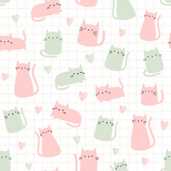 seamless pattern with cute cat faces