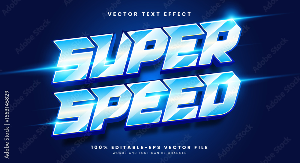 Poster super speed 3d editable text effect template suitable for champion theme
