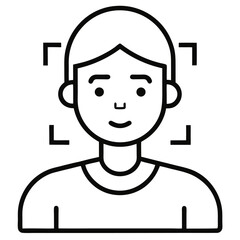 Facial Recognition outline icon on white background