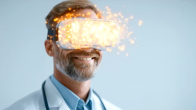 A doctor utilizes virtual reality technology for advanced medical training simulations.