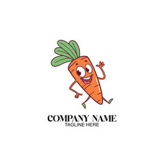 Playful Carrot Mascot: An adorable cartoon carrot character with a cheerful face and waving hand, ideal for any food-related business or children's product.
