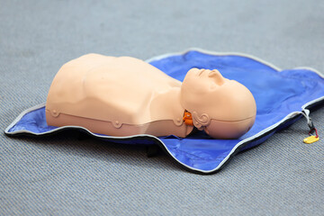 Model manikin use for practice during Emergency courses . Demonstrating Cardiopulmonary...