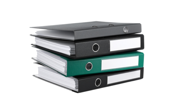 stack of files isolated on transparent background