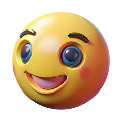 3d rendering of a happy emoji face plasticstyle icon isolated on background