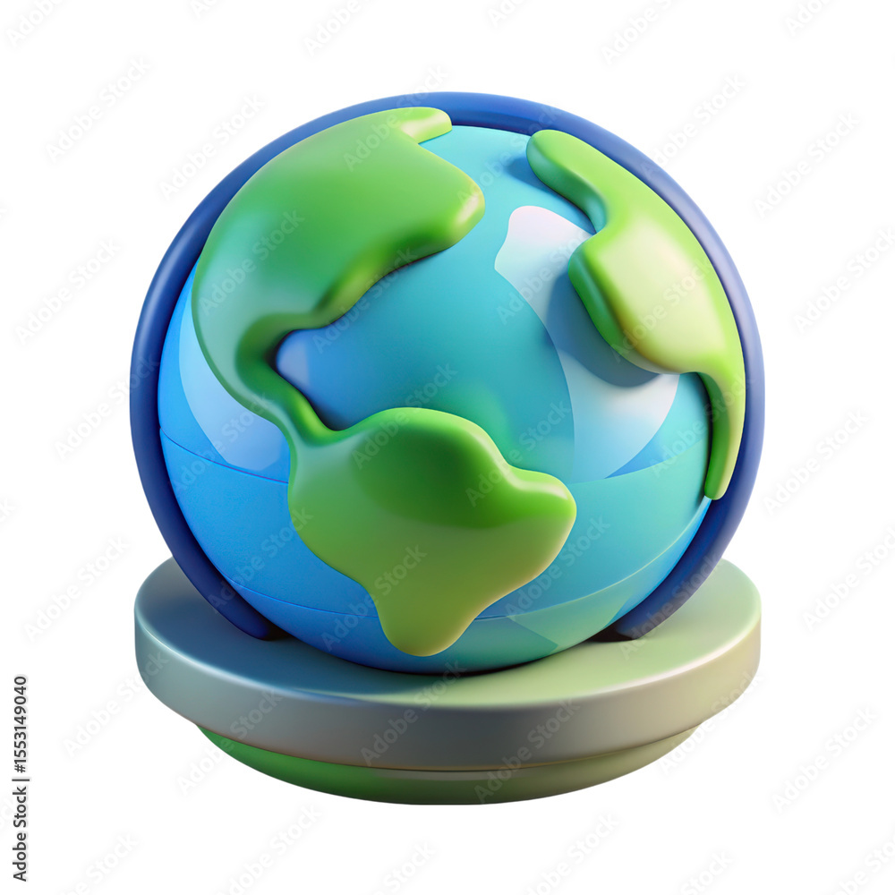 Poster 3d rendering of earth plastic style icon isolated on background globe design