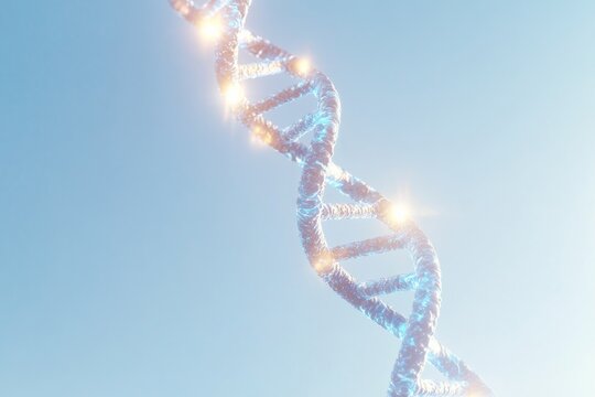 Glowing dna helix on light background for medical and scientific design